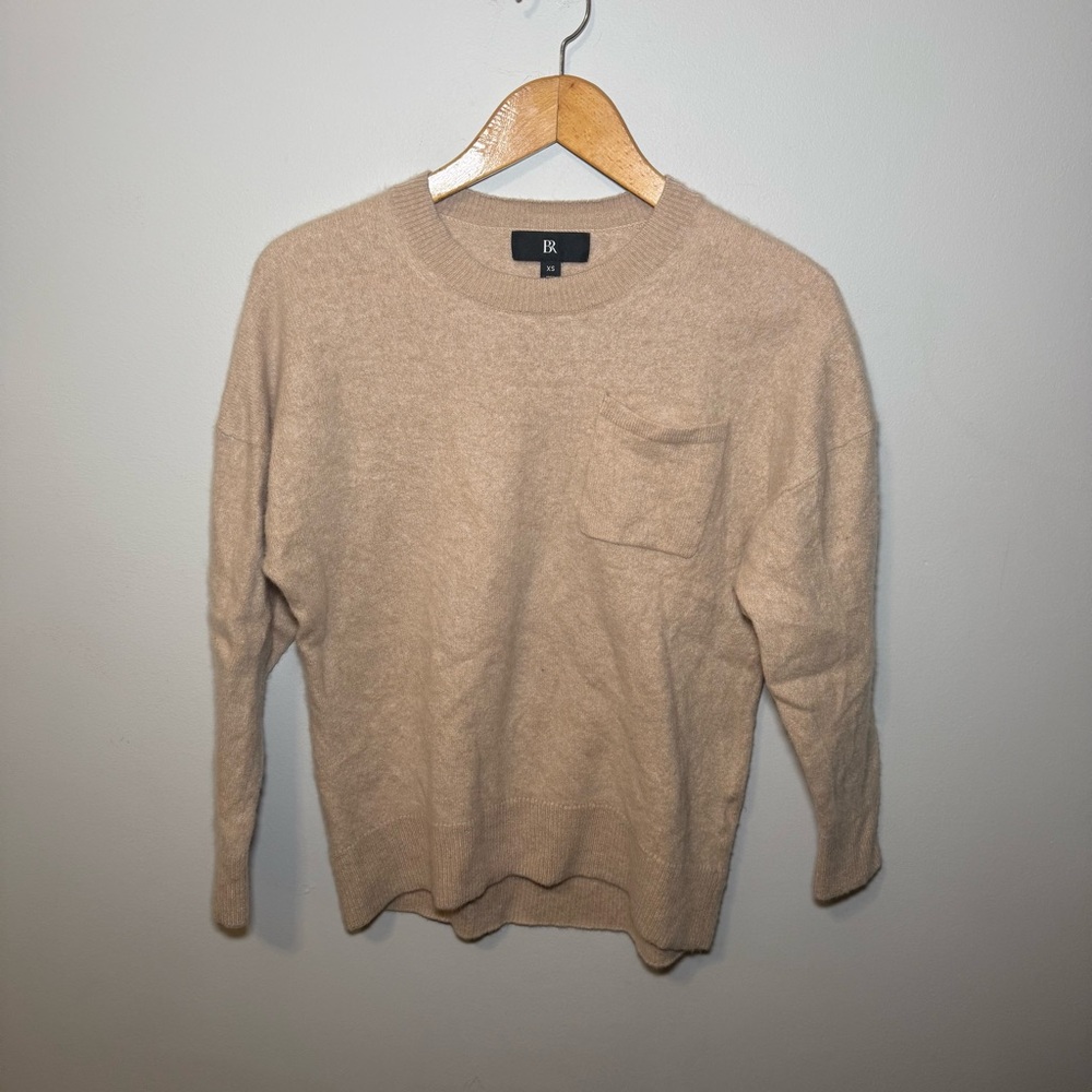 Banana Republic Women's Beige Crewneck 100% Cashmere 3/4 Sleeve Sweater | XS